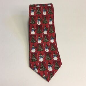VTG Dockers Christmas Holiday Tie Snowmen Trees OfficeWear Party Festive EUC
